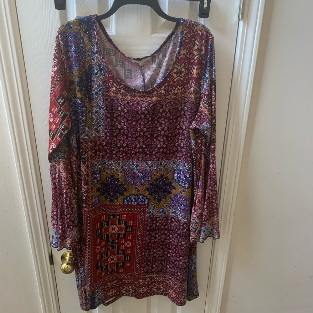 Patterned Bell Sleeve Dress